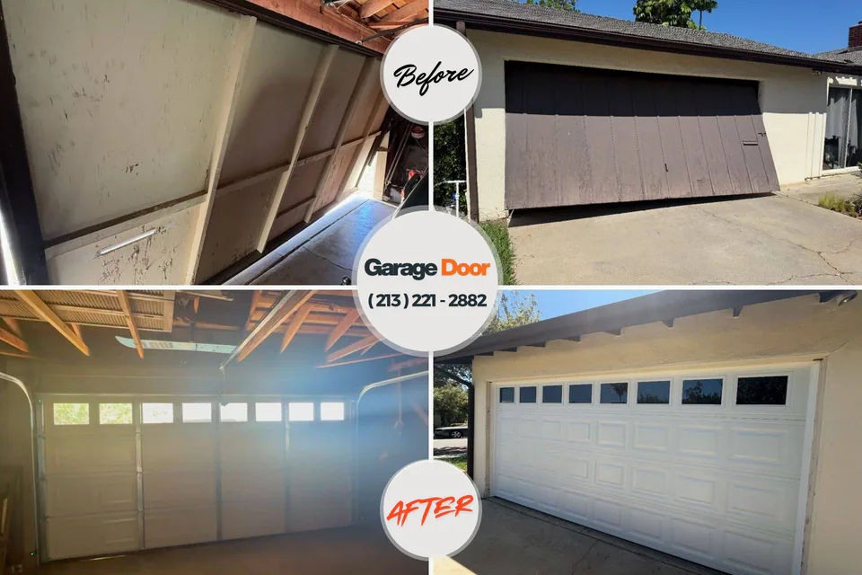 Before and after: garage door repair Morganville, NJ